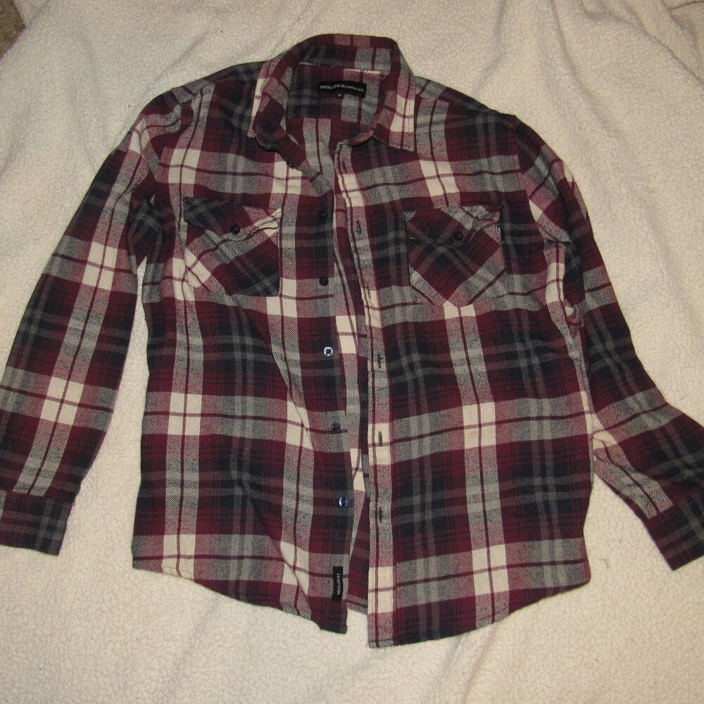 Molokai Surf Co. Flannel Light Jacket/Shirt Size M Poly/Cotton 2 Pockets
